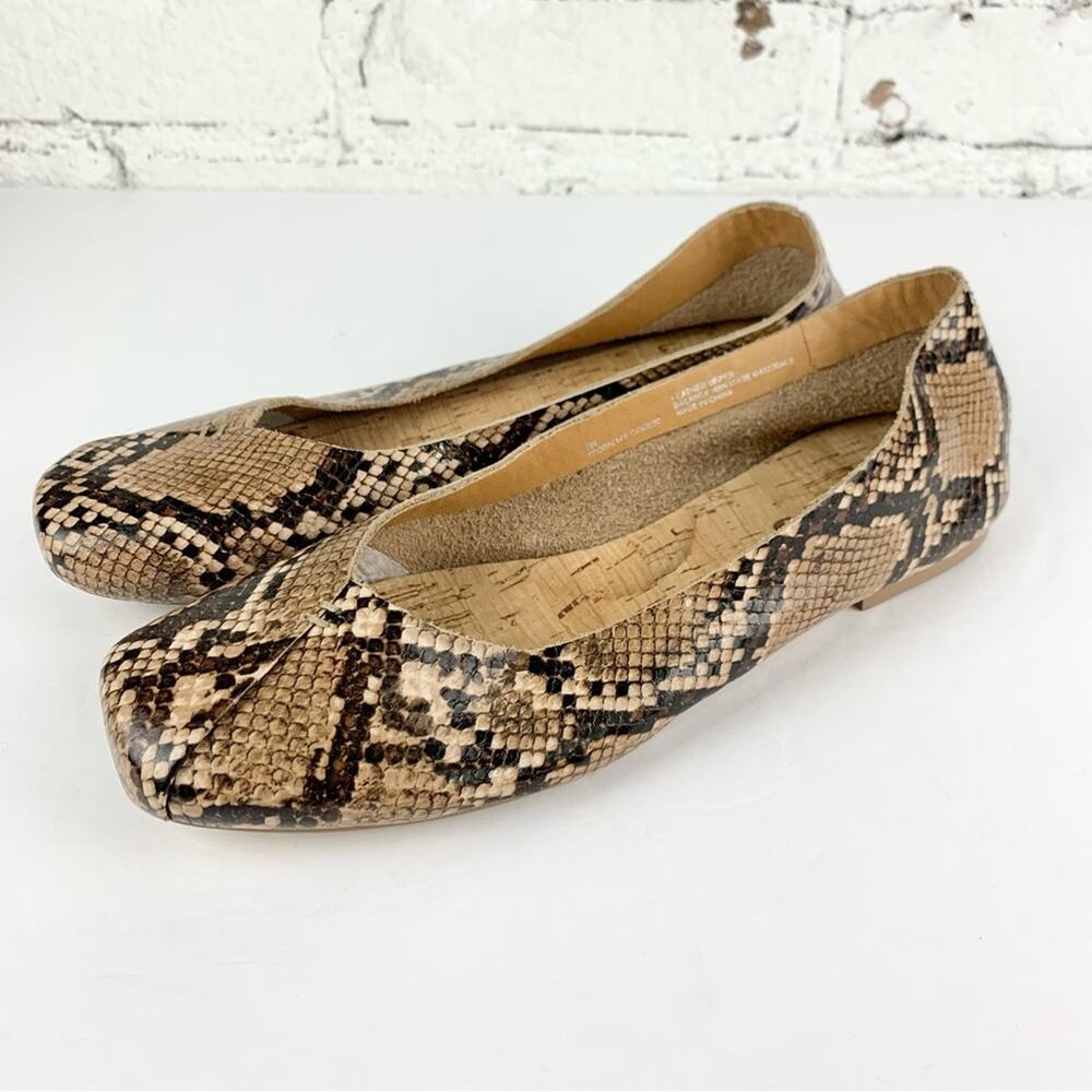 Korks Ease Snake Reptile Leather Padilla Slip On Flats 7